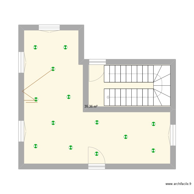 maison. Plan de 1 pièce et 35 m2