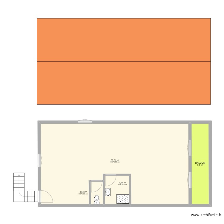 1ERE ETAGE. Plan de 4 pièces et 73 m2