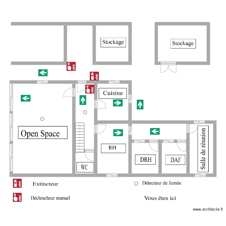 Admin rez de chaussée. Plan de 11 pièces et 132 m2