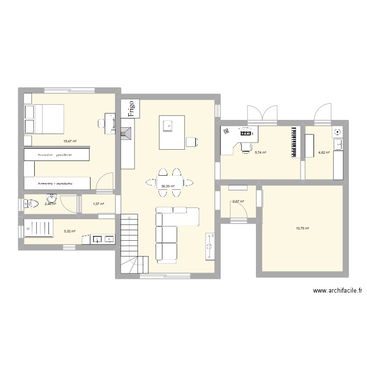 Maison 3. Plan de 9 pièces et 98 m2