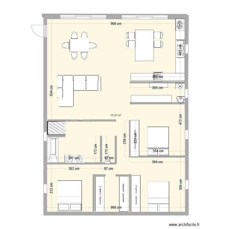 Maison saint benard. Plan de 1 pièce et 111 m2