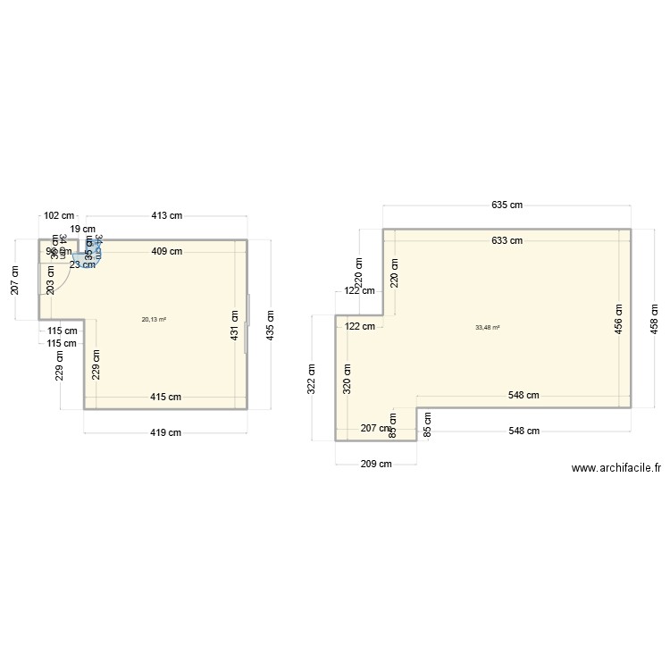 Chambre parents1. Plan de 2 pièces et 54 m2