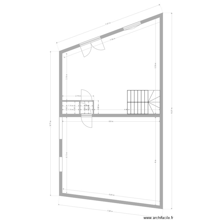 Des moulins rdc. Plan de 4 pièces et 72 m2