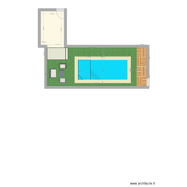 La piscine dans le jardin -- 001. Plan de 1 pièce et 48 m2