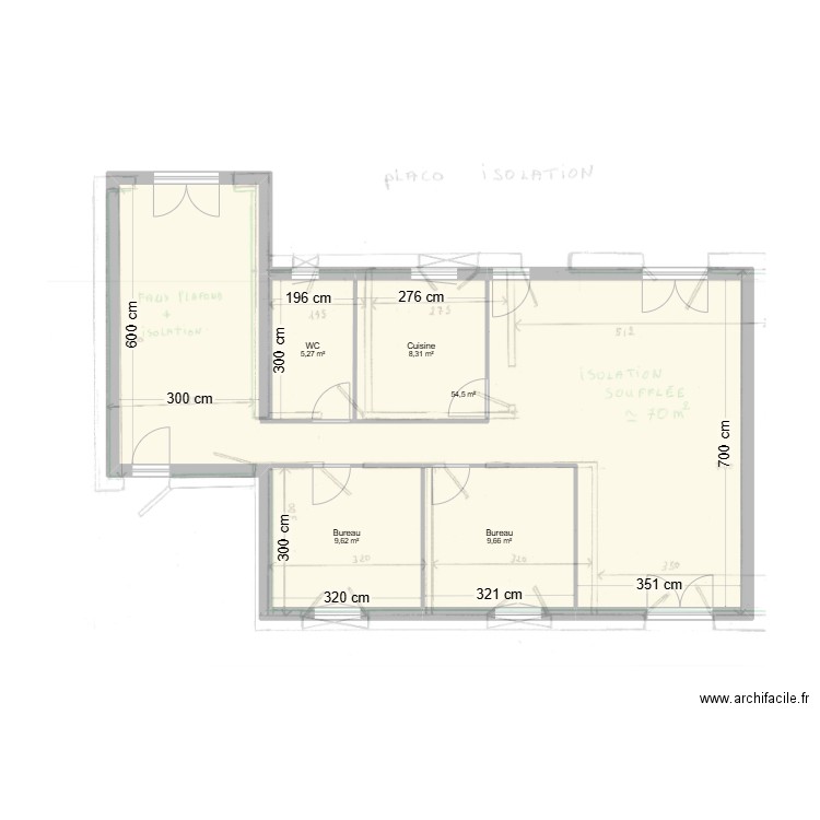 admr. Plan de 5 pièces et 87 m2