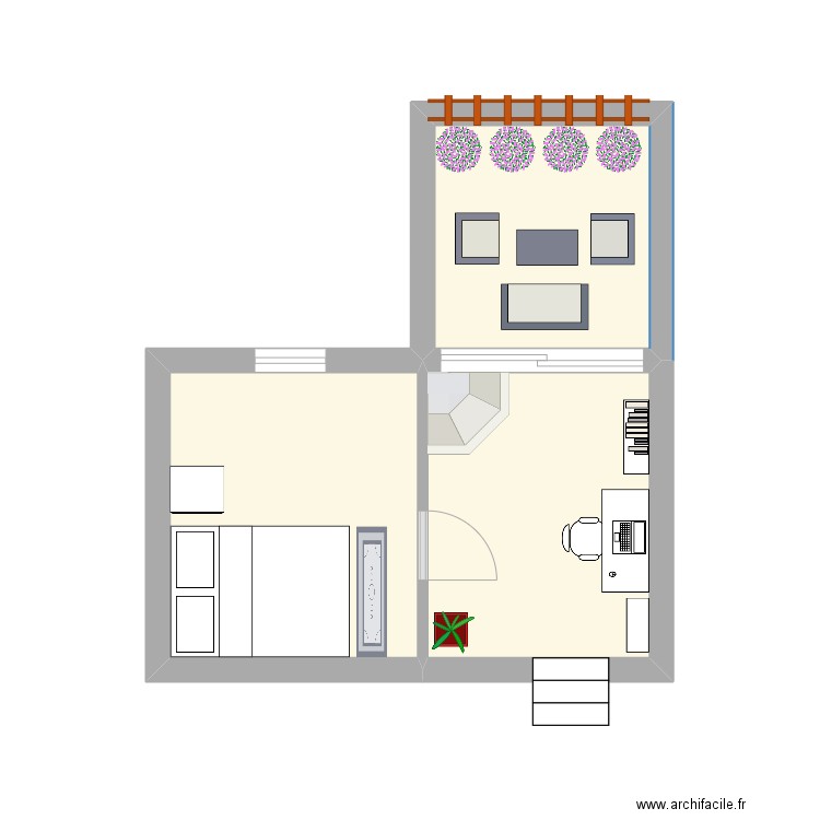 spiutu. Plan de 3 pièces et 20 m2