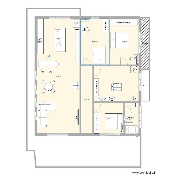 Fare 1 Paea. Plan de 8 pièces et 152 m2