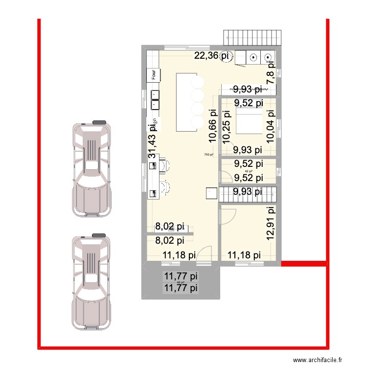 Maison FPv1. Plan de 3 pièces et 78 m2