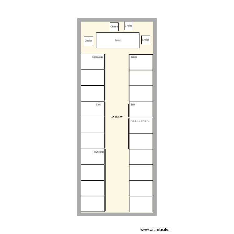 Tente tech. Plan de 1 pièce et 36 m2