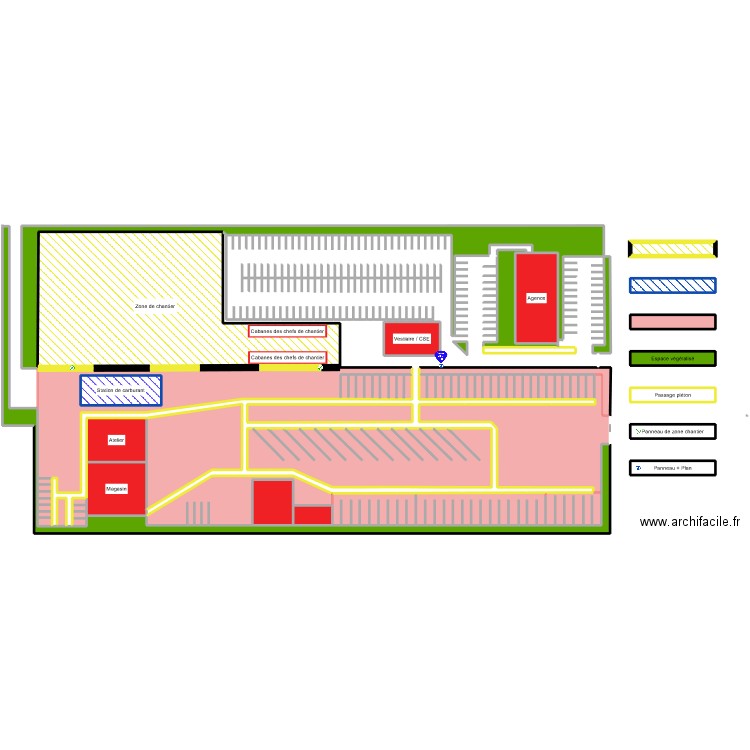 Plan de circulation. Plan de 35 pièces et 14960 m2