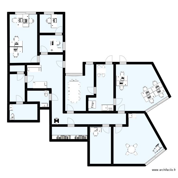 sessad. Plan de 14 pièces et 187 m2