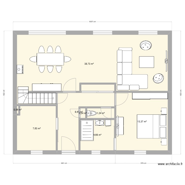 Maison pleurtuit v2. Plan de 8 pièces et 75 m2