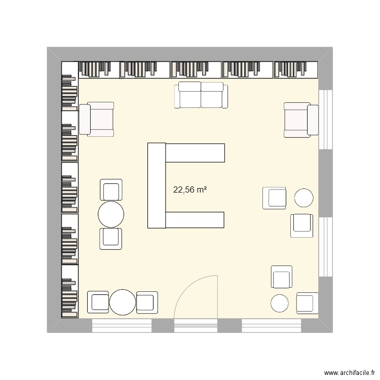 Librairie café . Plan de 1 pièce et 23 m2