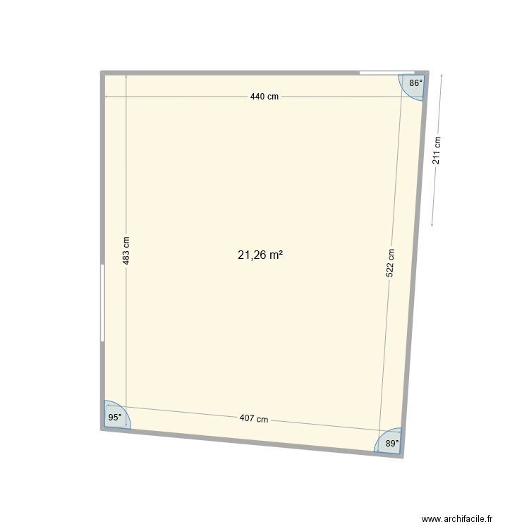 CHAMBRE 2. Plan de 1 pièce et 21 m2