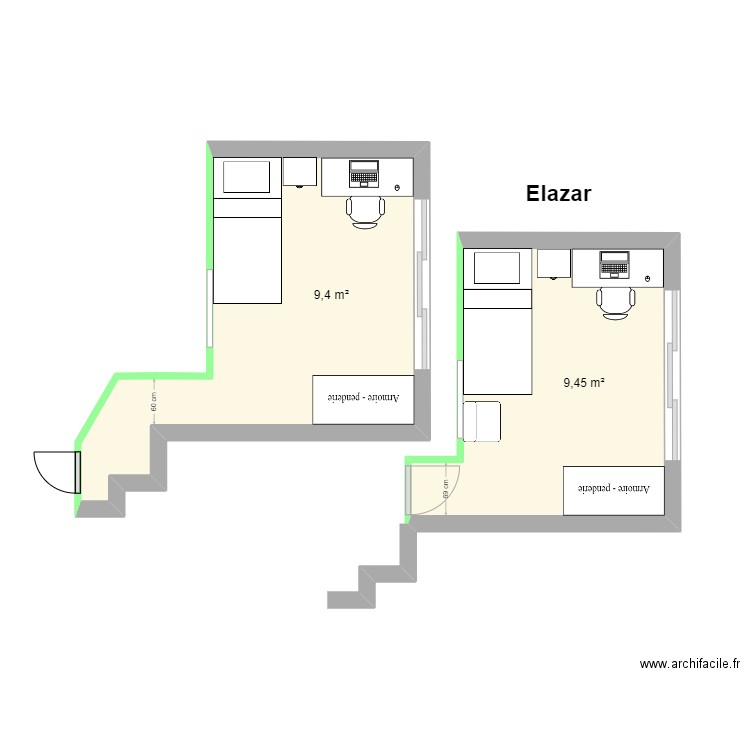 ELAZAR Choix. Plan de 2 pièces et 20 m2