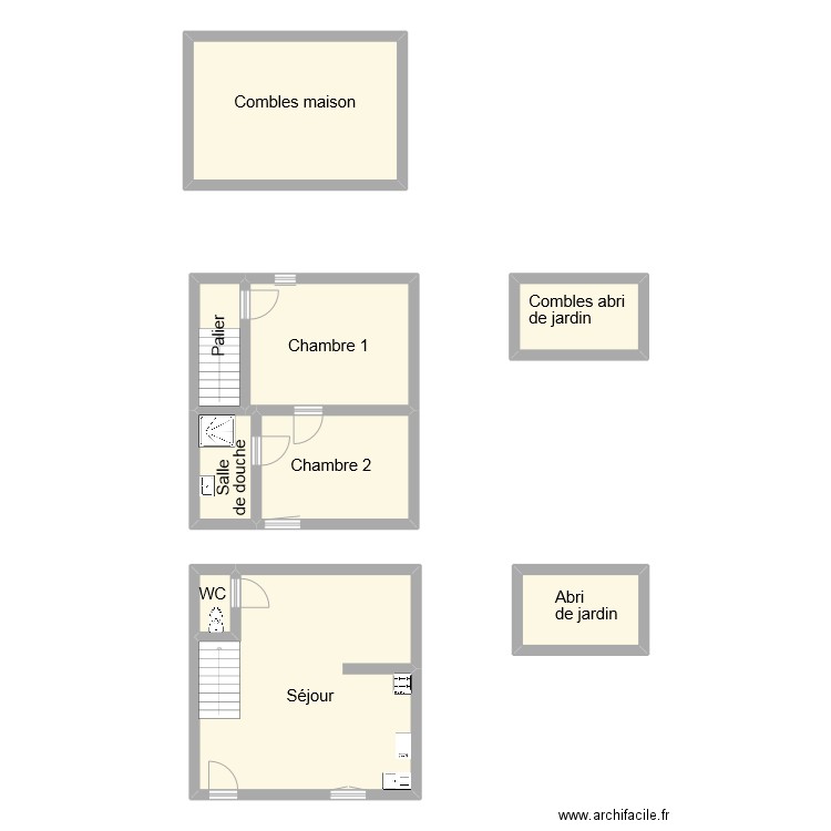 poy. Plan de 9 pièces et 103 m2