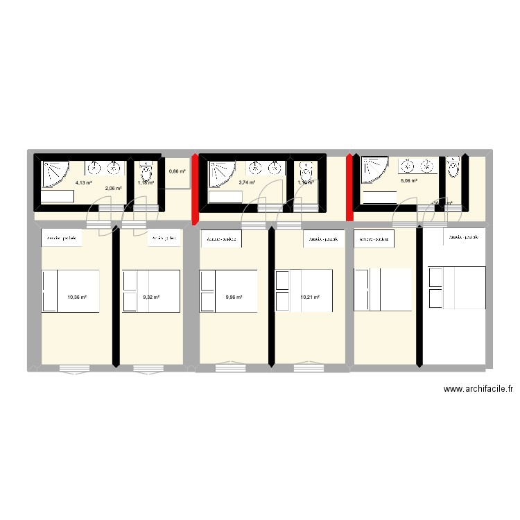 plan Massingy etage . Plan de 12 pièces et 69 m2