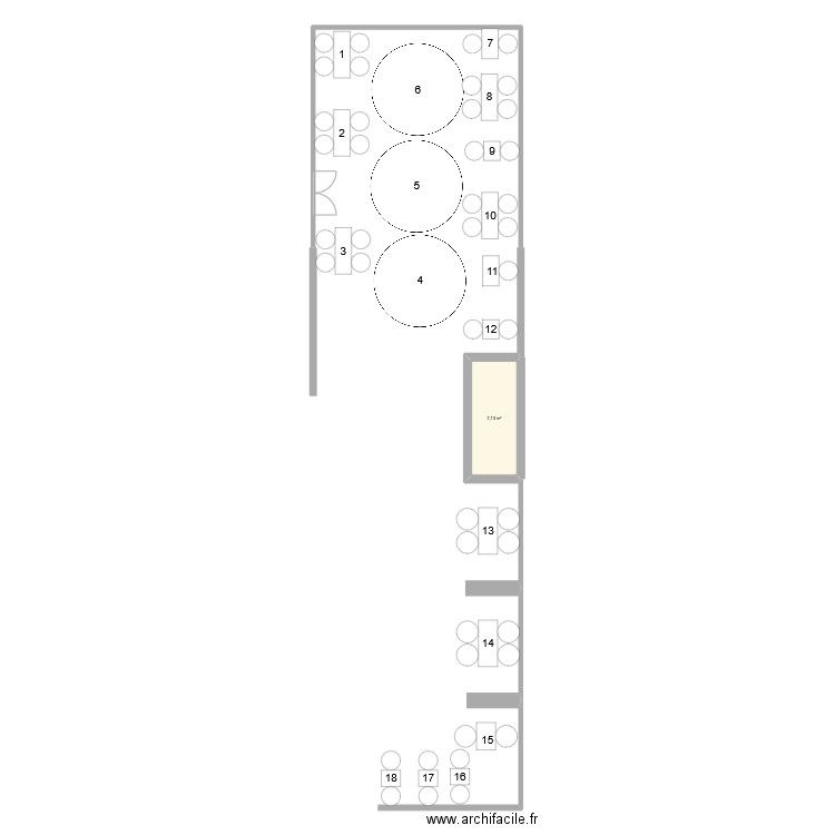 le bonnet. Plan de 1 pièce et 7 m2