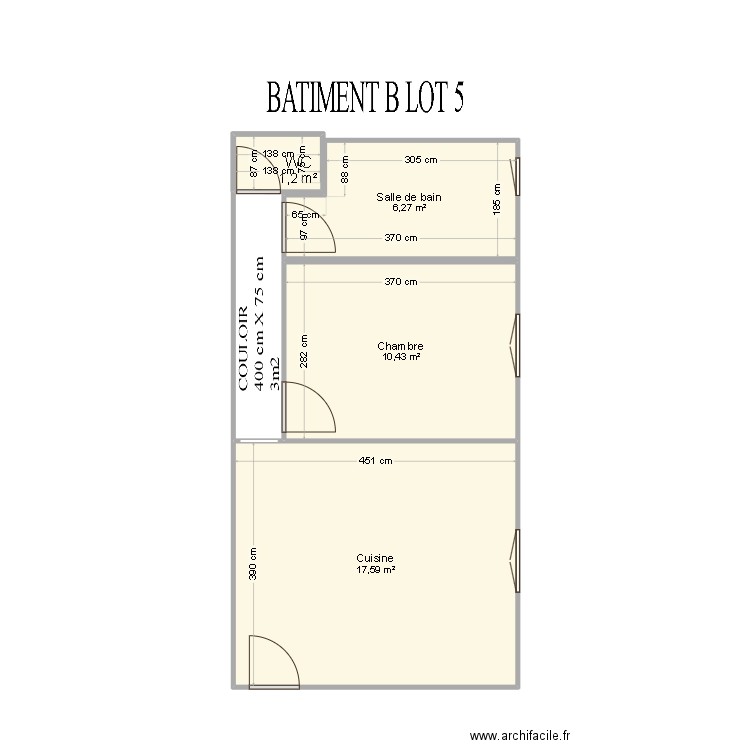 BATIMENT  B LOT 5. Plan de 4 pièces et 35 m2