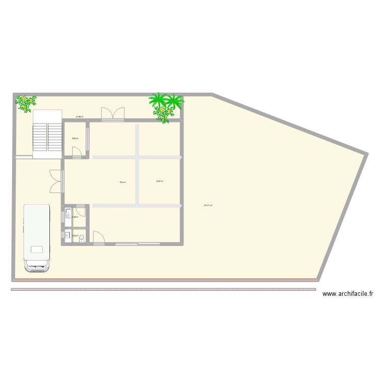 Plan RDC v2. Plan de 7 pièces et 413 m2