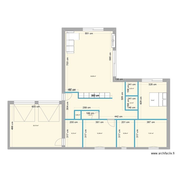 Plan angle carbonne 2. Plan de 11 pièces et 147 m2