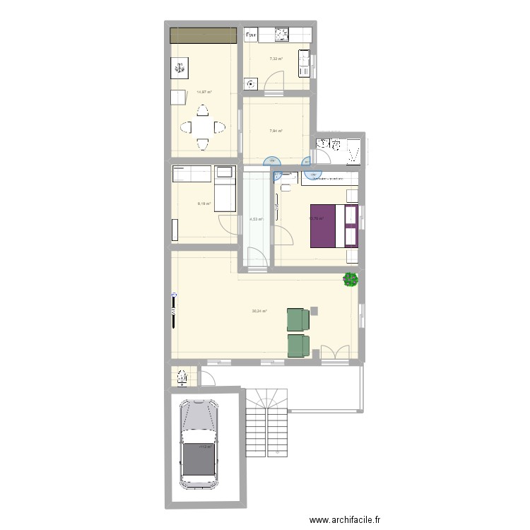 plan v3.1. Plan de 9 pièces et 102 m2