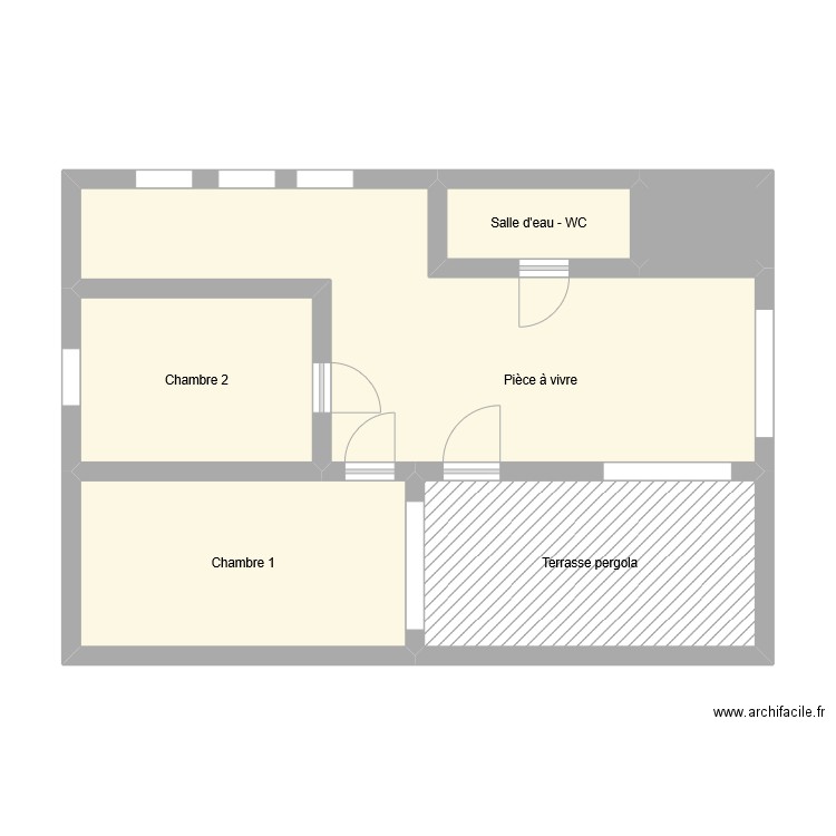 GR1326. Plan de 6 pièces et 55 m2