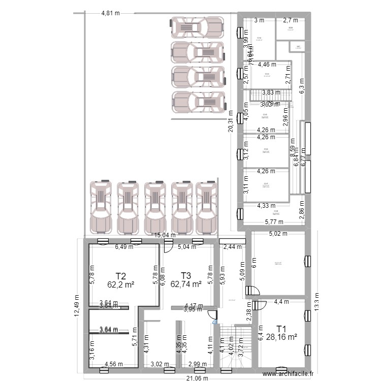 LYCEE SAINT ETIENNE3 R+1. Plan de 16 pièces et 322 m2