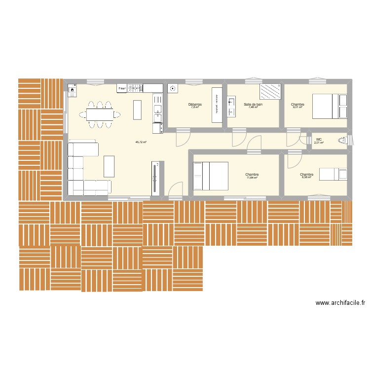 Loick Perdriau. Plan de 7 pièces et 92 m2