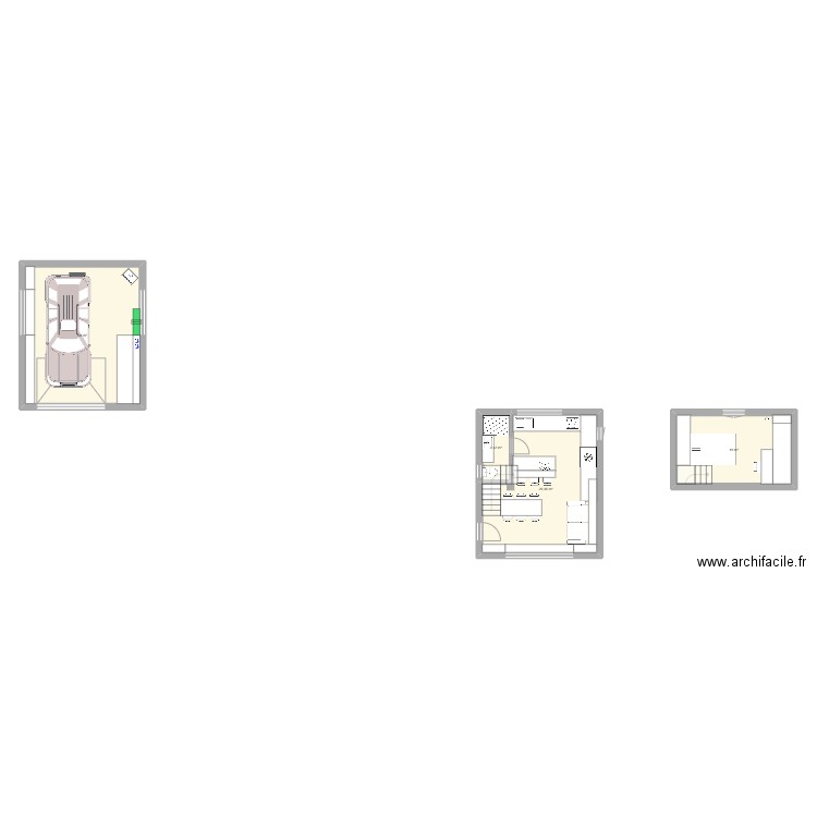 maison + garage. Plan de 4 pièces et 74 m2