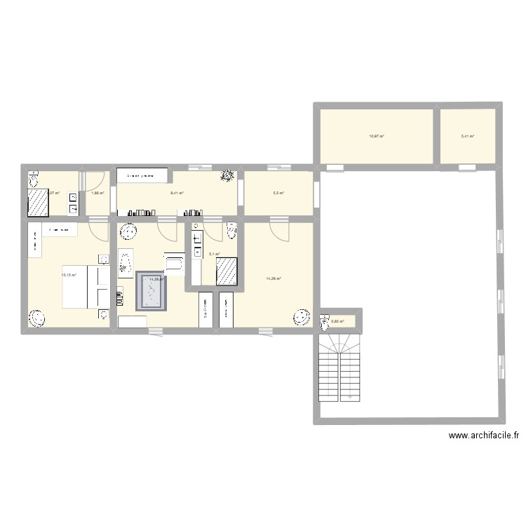 soliyaa. Plan de 11 pièces et 87 m2