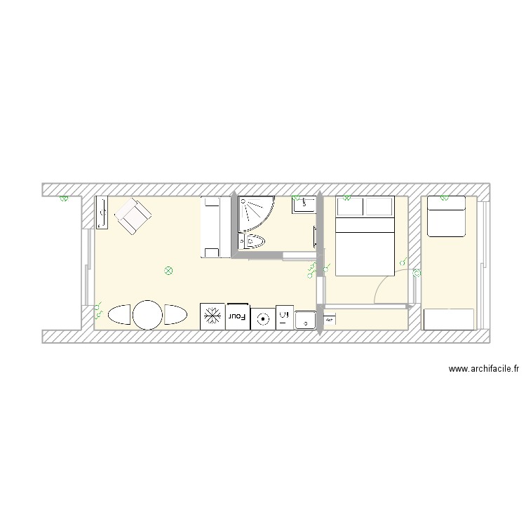 Elec-Racou-Loris. Plan de 5 pièces et 26 m2