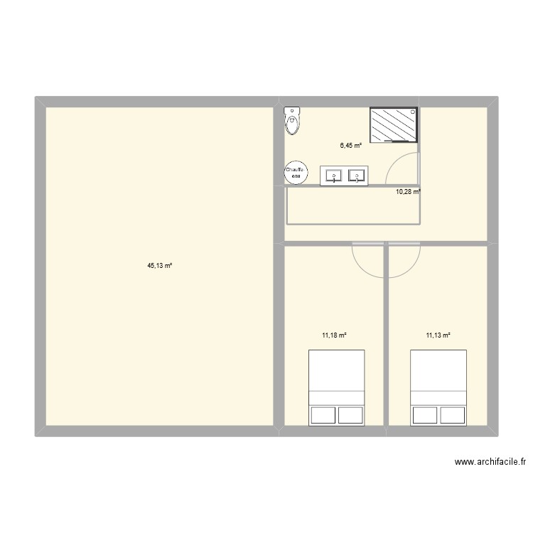 etage. Plan de 5 pièces et 84 m2