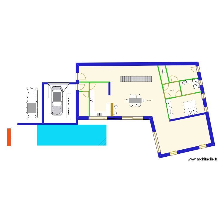 RDC ch du Pratel. Plan de 3 pièces et 172 m2