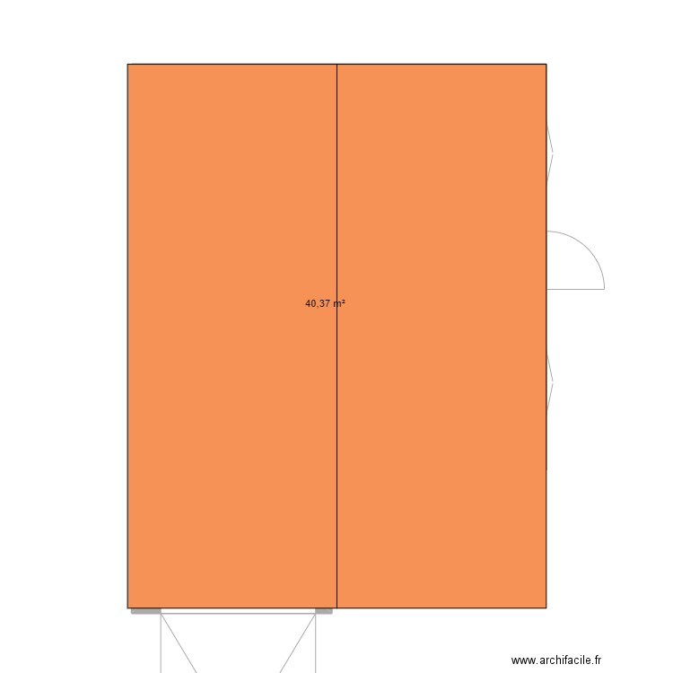 garage. Plan de 1 pièce et 40 m2