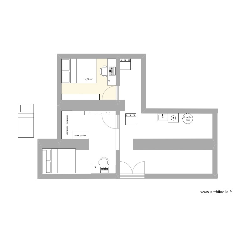 sous sol. Plan de 1 pièce et 7 m2