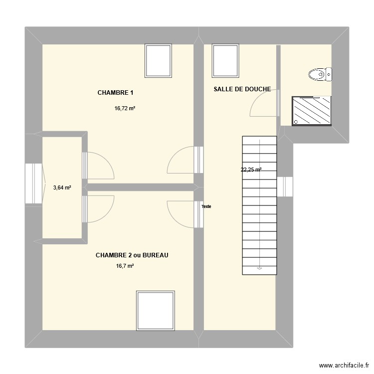 1er étage. Plan de 4 pièces et 59 m2