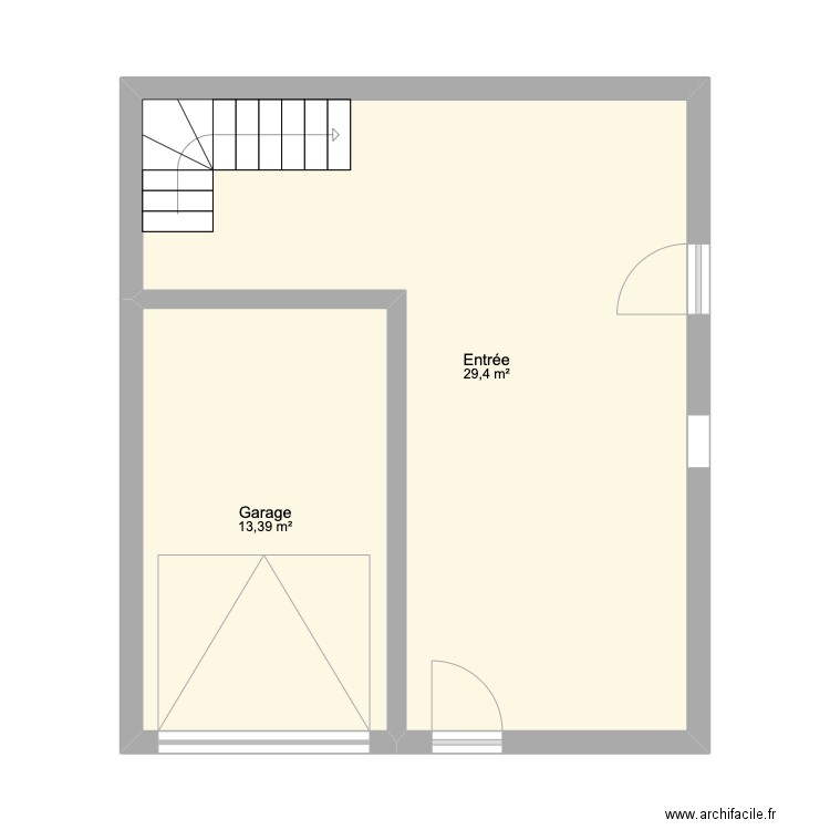 Bompas RDC. Plan de 2 pièces et 43 m2