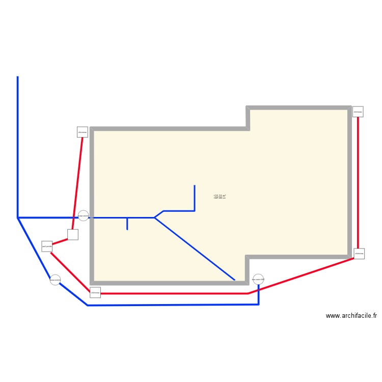 maison. Plan de 1 pièce et 122 m2