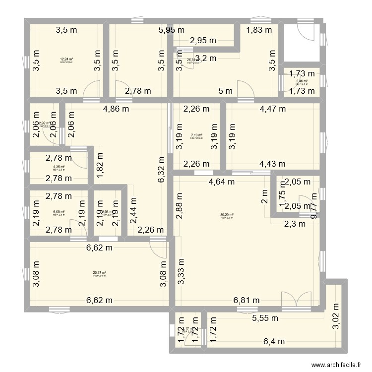 mak2option2. Plan de 11 pièces et 176 m2