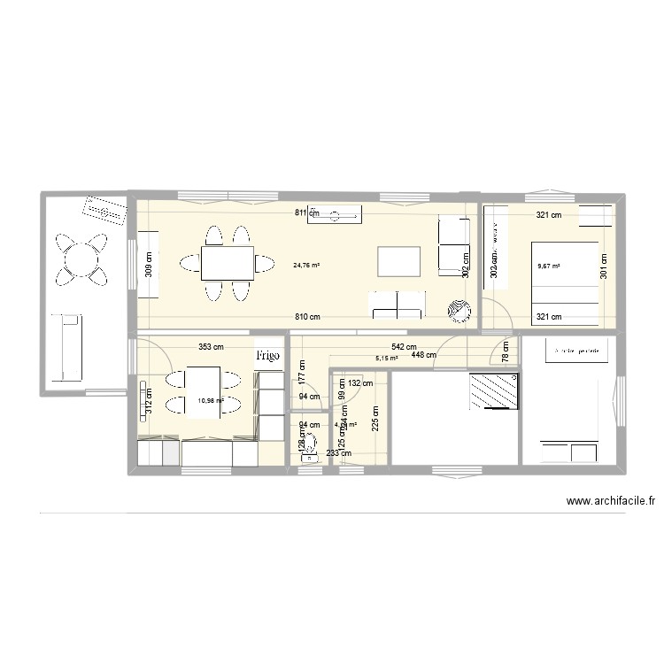 cuisine calleville. Plan de 5 pièces et 55 m2