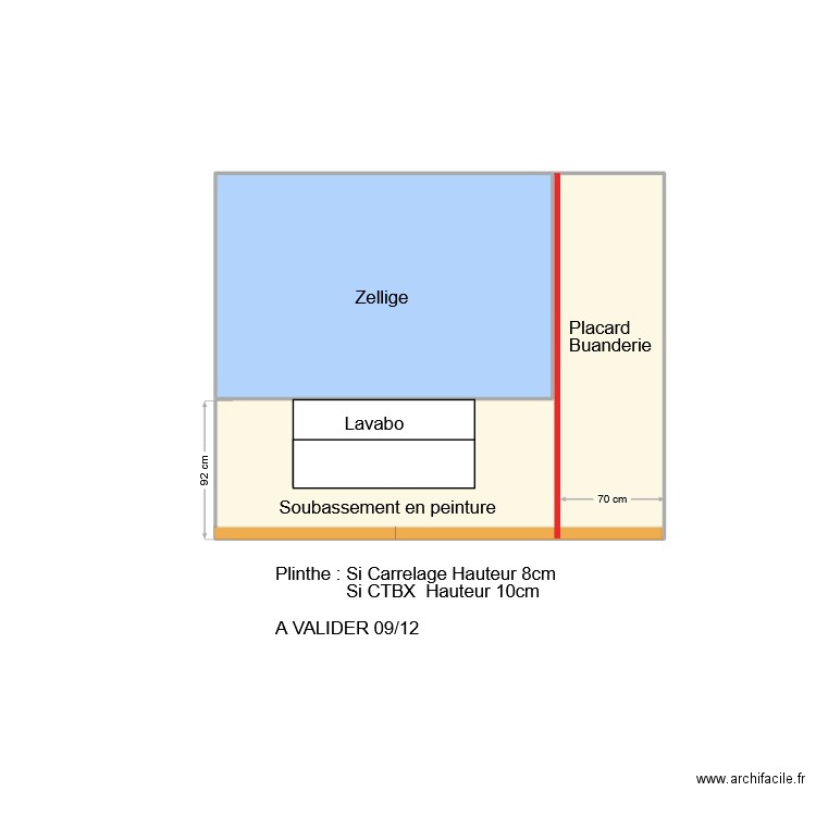 70 Joinville SDB Faience 1er Panneau lavabo. Plan de 2 pièces et 7 m2