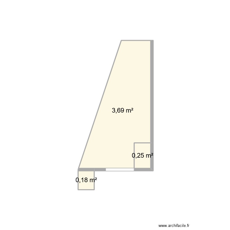 la mer 5. Plan de 3 pièces et 4 m2