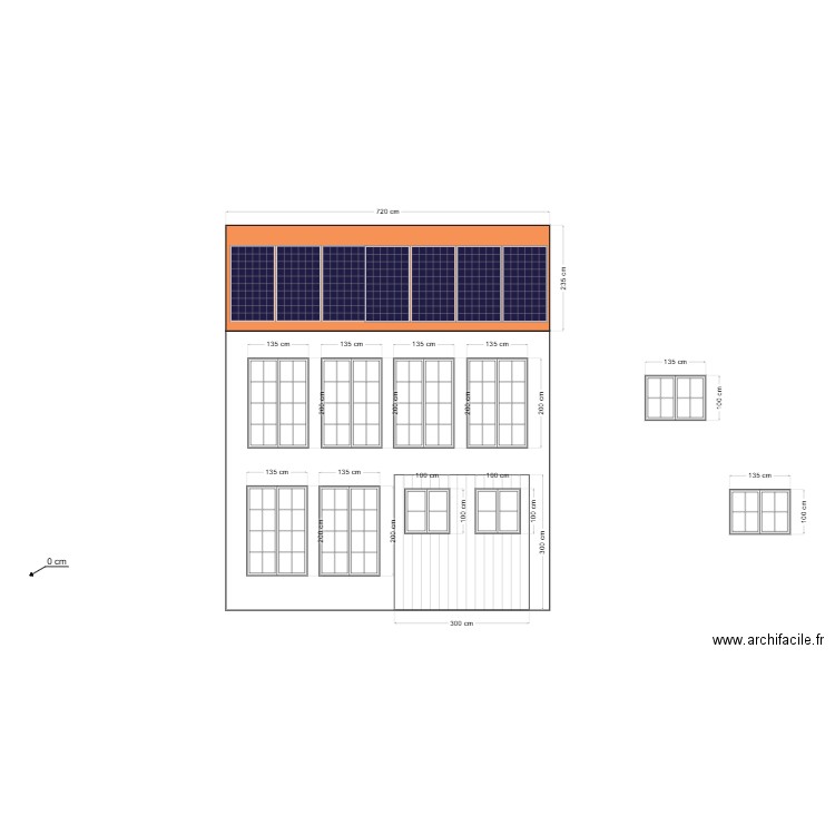 Facade Garage et loft  avec cotations et fenetre dans la porte. Plan de 0 pièce et 0 m2