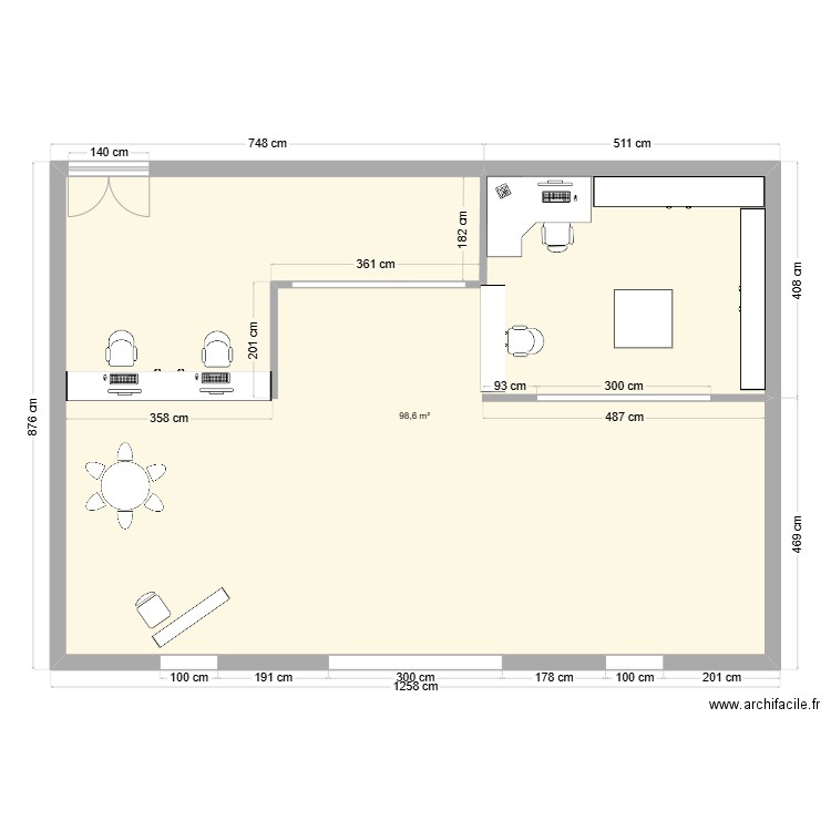 Agencement espace seconde vie IKEA. Plan de 1 pièce et 99 m2