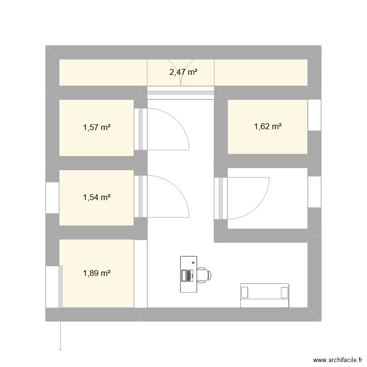 Crédit Agricole Sauzé-Vaussais. Plan de 5 pièces et 9 m2