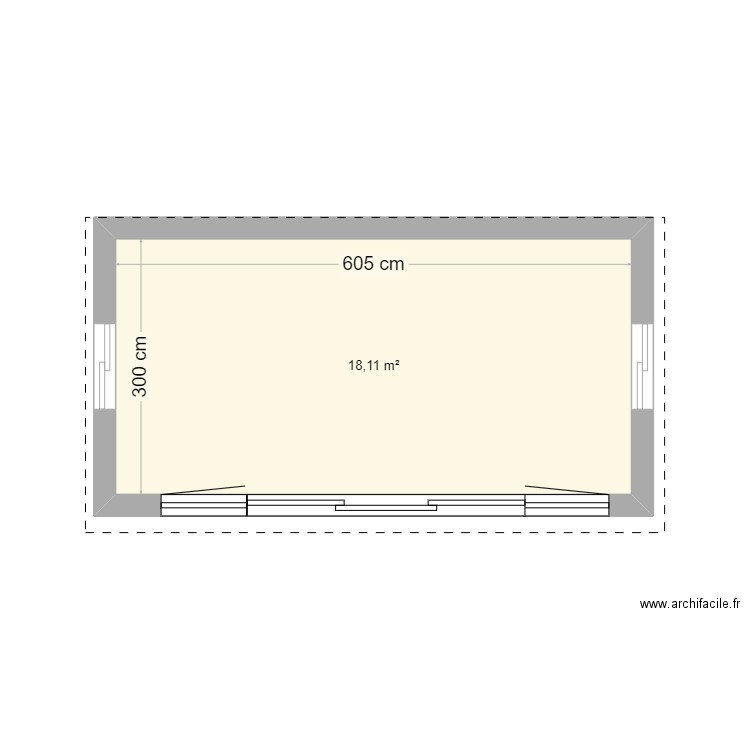 veranda. Plan de 1 pièce et 18 m2