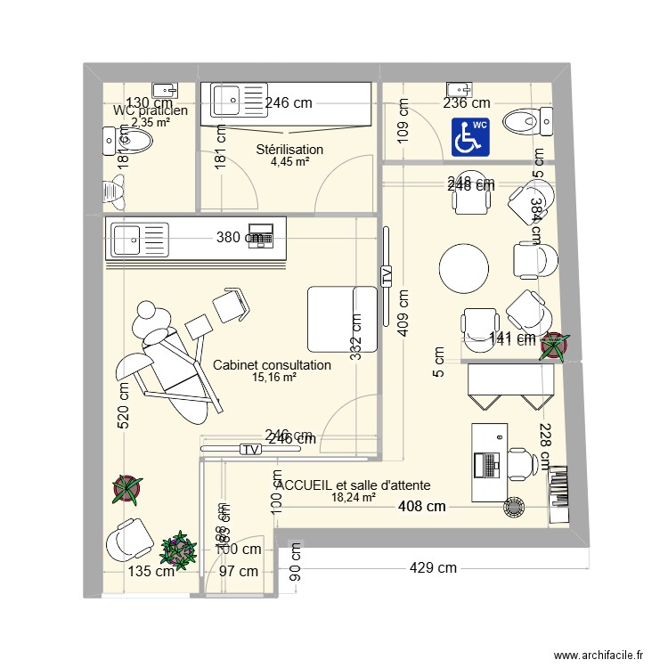 Plan origine Prayssas Cabinet 2. Plan de 4 pièces et 40 m2