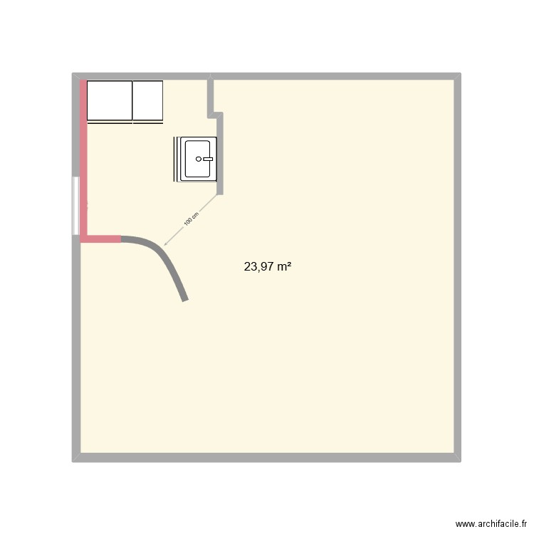 Plan de salle de bain Argoules . Plan de 1 pièce et 24 m2