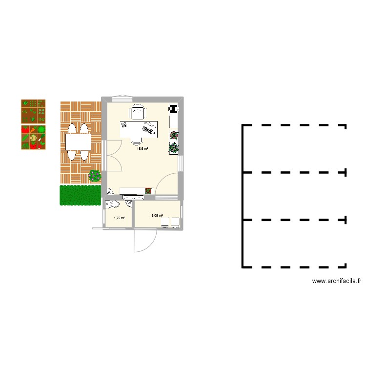 CABINET. Plan de 3 pièces et 20 m2